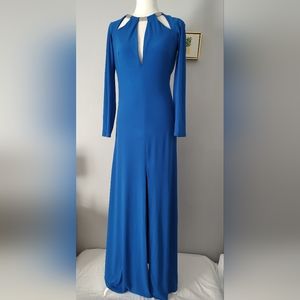 Maxi Dress Bebe  Royal Blue Size  Small  Polyester And Spandex High Neck